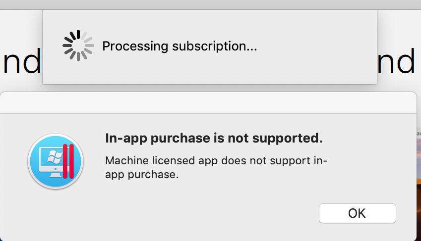 In-app Purchase Not Supported Mac